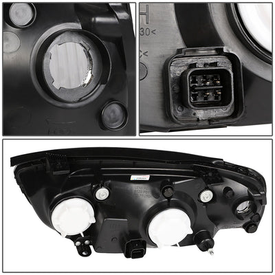 D-Motoring - Headlights - Black Housing - Clear Lens - Clear Corner - Plug-n-Play - Pair - 01-03 Hyundai Elantra - 5