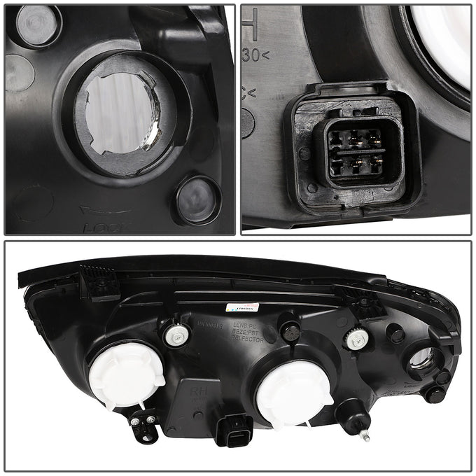D-Motoring - Headlights - Black Housing - Clear Lens - Clear Corner - Plug-n-Play - Pair - 01-03 Hyundai Elantra - 5