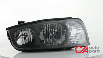 D-Motoring - Headlights - Black Housing - Clear Lens - Clear Corner - Plug-n-Play - Pair - 01-03 Hyundai Elantra - 2