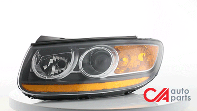D-Motoring - Headlights - Black Housing - Amber Corner - Plug-n-Play - Pair - 07-12 Hyundai Santa Fe - 2