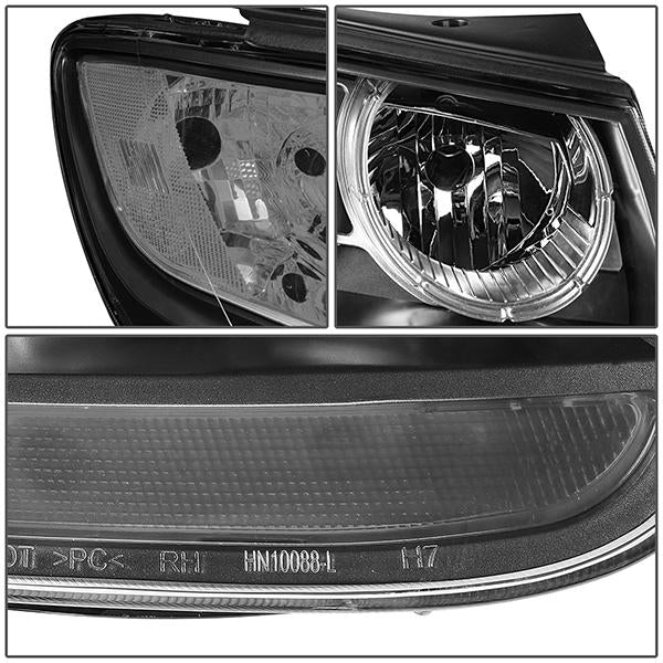 D-Motoring - 07-12 Hyundai Santa FeHeadlights - Black Housing - Clear Lens - Clear Corner - Projector - Plug-n-Play - Pair - 4