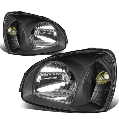 D-Motoring - Headlights - Black Housing - Clear Lens - Clear Corner - Plug-n-Play - Pair - 03-06 Hyundai Santa Fe - 1