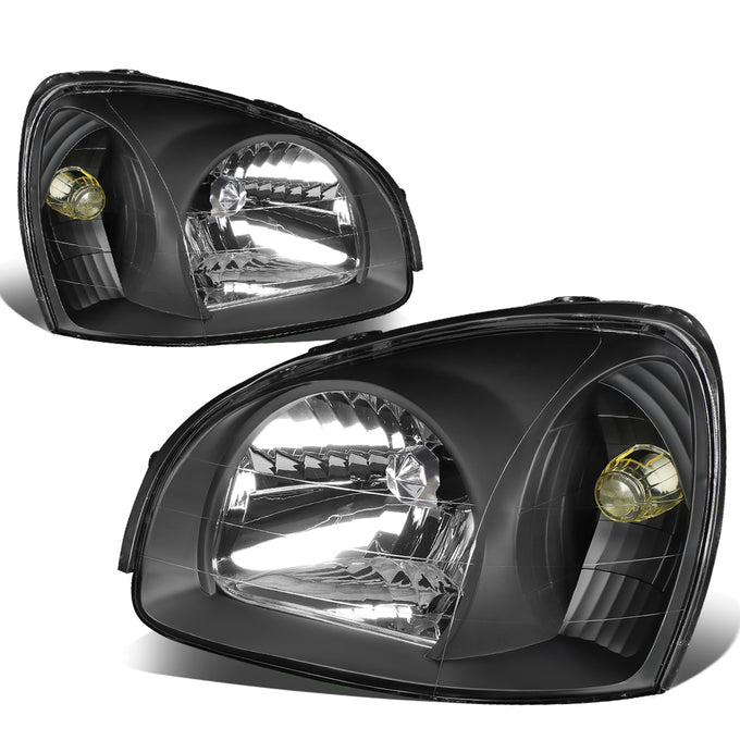 D-Motoring - Headlights - Black Housing - Clear Lens - Clear Corner - Plug-n-Play - Pair - 03-06 Hyundai Santa Fe - 1
