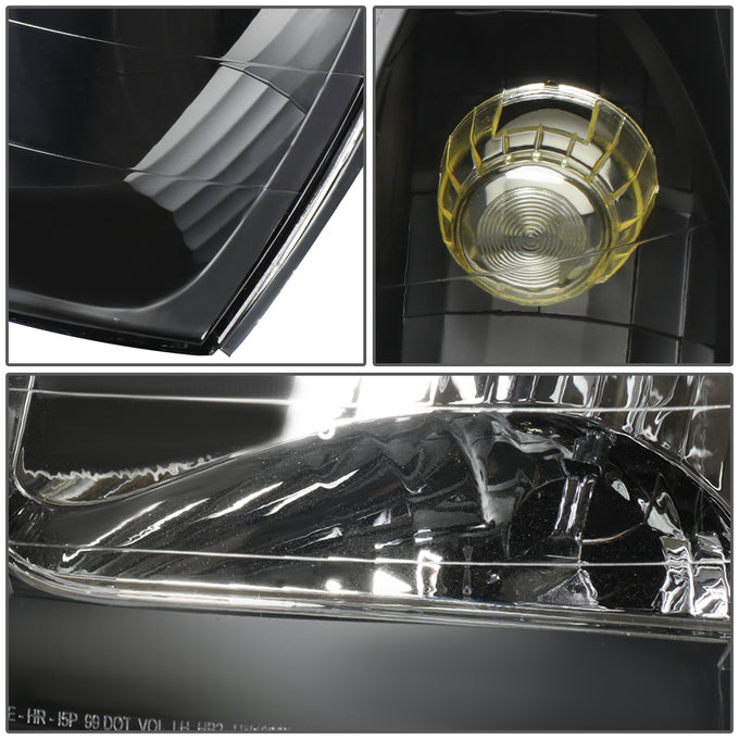 D-Motoring - Headlights - Black Housing - Clear Lens - Clear Corner - Plug-n-Play - Pair - 03-06 Hyundai Santa Fe - 4