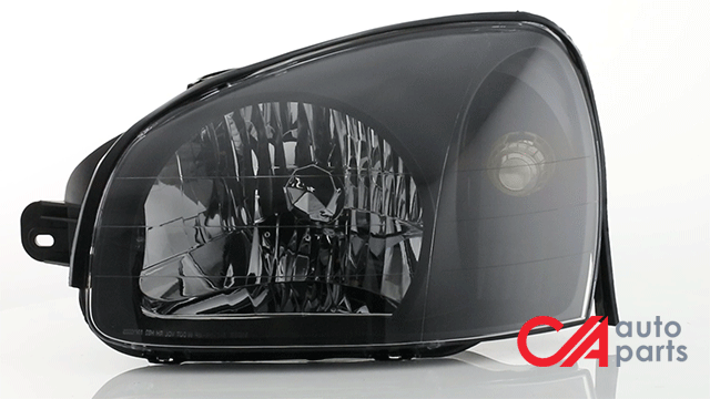 D-Motoring - Headlights - Black Housing - Clear Lens - Clear Corner - Plug-n-Play - Pair - 03-06 Hyundai Santa Fe - 2