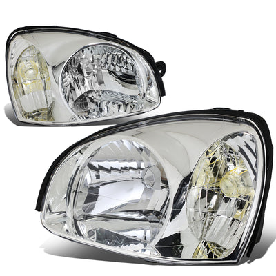 D-Motoring - Headlights - Chrome Housing - Clear Corner - Plug-n-Play - Pair - 03-06 Hyundai Santa Fe - 1
