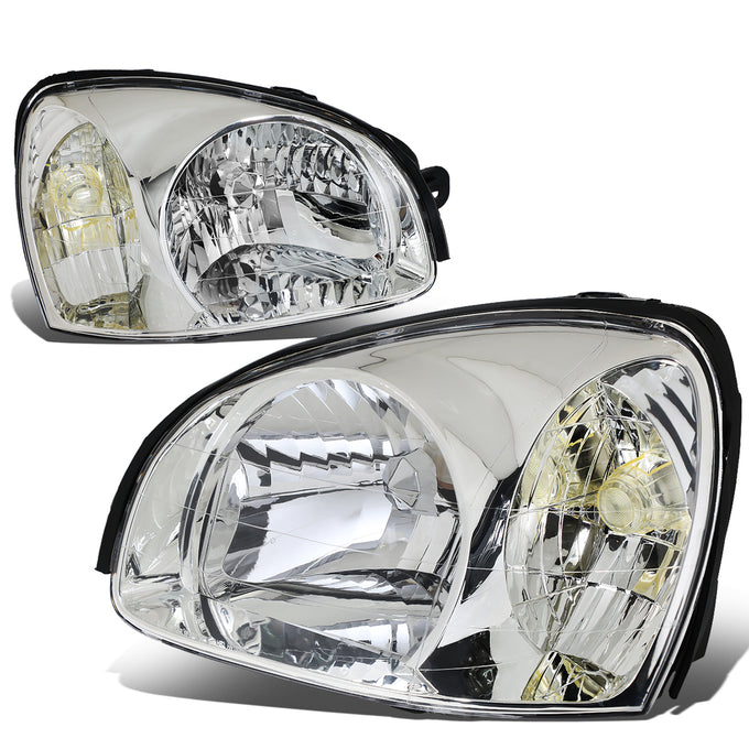 D-Motoring - Headlights - Chrome Housing - Clear Corner - Plug-n-Play - Pair - 03-06 Hyundai Santa Fe - 1