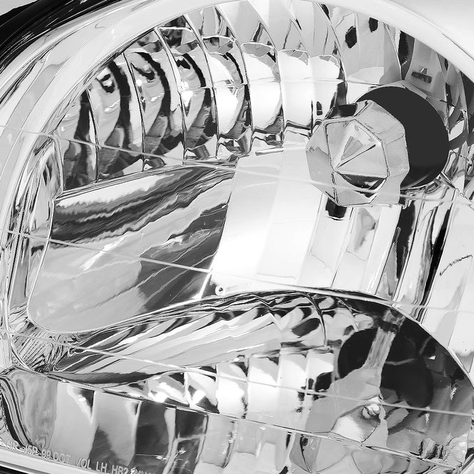 D-Motoring - Headlights - Chrome Housing - Clear Corner - Plug-n-Play - Pair - 03-06 Hyundai Santa Fe - 2