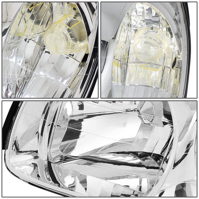 D-Motoring - Headlights - Chrome Housing - Clear Corner - Plug-n-Play - Pair - 03-06 Hyundai Santa Fe - 3