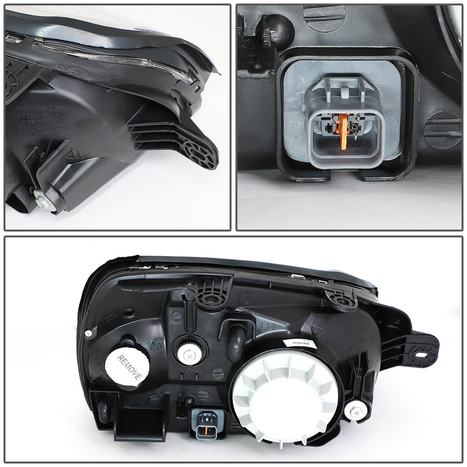 D-Motoring - Headlights - Chrome Housing - Clear Corner - Plug-n-Play - Pair - 03-06 Hyundai Santa Fe - 4