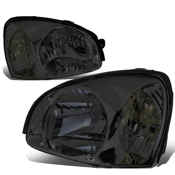 D-Motoring - Headlights - Smoked Lens - Clear Corner - Plug-n-Play - Pair - 03-06 Hyundai Santa Fe - 1