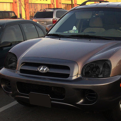 D-Motoring - Headlights - Smoked Lens - Clear Corner - Plug-n-Play - Pair - 03-06 Hyundai Santa Fe - 6