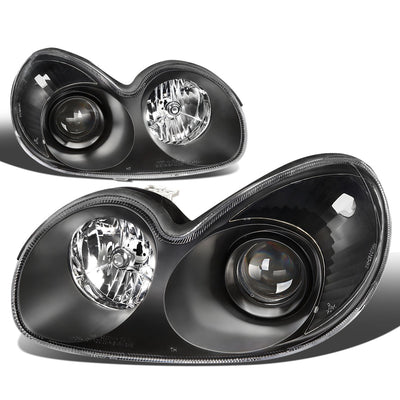 D-Motoring - Headlights - Black Housing - Clear Lens - Clear Corner - Projector - Plug-n-Play - Pair - 02-05 Hyundai Sonata - 1