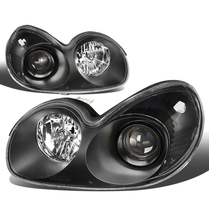 D-Motoring - Headlights - Black Housing - Clear Lens - Clear Corner - Projector - Plug-n-Play - Pair - 02-05 Hyundai Sonata - 1