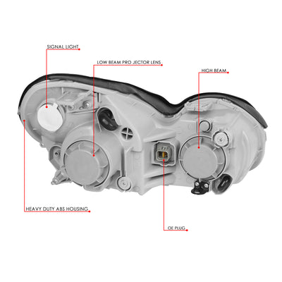 D-Motoring - Headlights - Smoked Housing - Smoked Lens - Clear Corner - Plug-n-Play - Pair - 02-05 Hyundai Sonata - 6