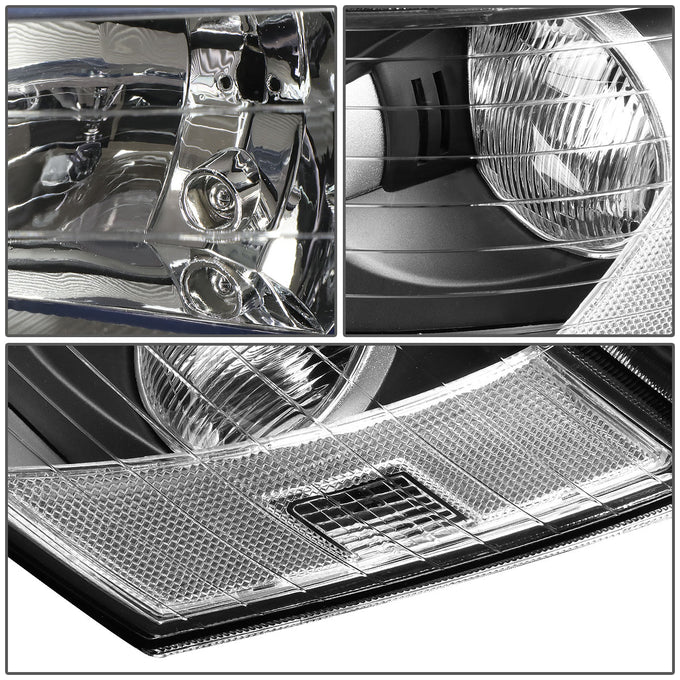 D-Motoring - Headlights - Black Housing - Clear Corner - Projector - Plug-n-Play - Pair - 06-08 Hyundai Sonata - 3