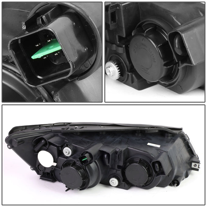 D-Motoring - Headlights - Black Housing - Clear Corner - Projector - Plug-n-Play - Pair - 06-08 Hyundai Sonata - 4