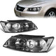 06-08 Hyundai Sonata Headlights - Black Housing - Clear Corner - Projector - Plug-n-Play - Pair