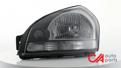 D-Motoring - Headlights - Black Housing - Clear Corner - Plug-n-Play - Pair - 05-09 Hyundai Tucscon - 2