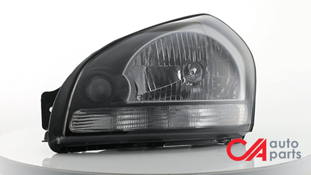 D-Motoring - Headlights - Black Housing - Clear Corner - Plug-n-Play - Pair - 05-09 Hyundai Tucscon - 2