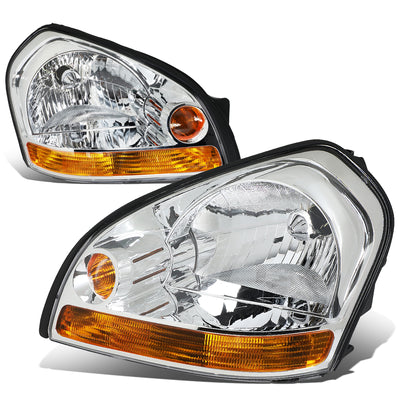D-Motoring - Headlights - Chrome Housing - Amber Corner - Plug-n-Play - Pair - 05-09 Hyundai Tucscon - 1