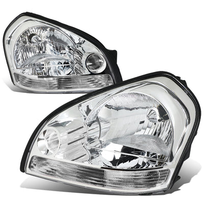 D-Motoring - Headlights - Chrome Housing - Clear Corner - Plug-n-Play - Pair - 05-09 Hyundai Tucscon - 1
