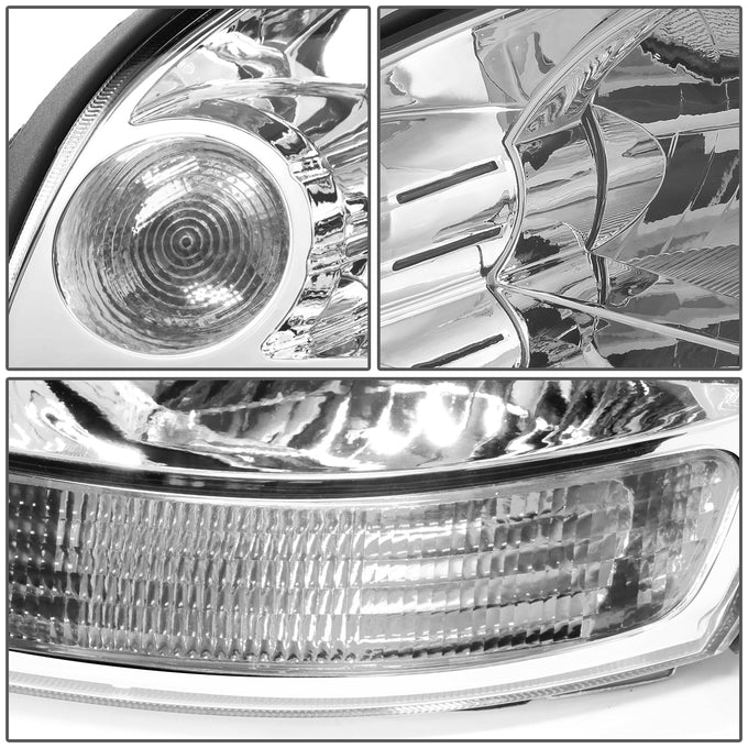 D-Motoring - Headlights - Chrome Housing - Clear Corner - Plug-n-Play - Pair - 05-09 Hyundai Tucscon - 4