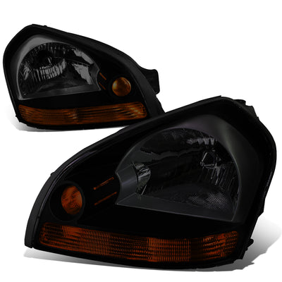 D-Motoring - Headlights - Smoked Lens - Amber Corner - Plug-n-Play - Pair - 05-09 Hyundai Tucscon - 1