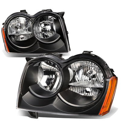 D-Motoring - Headlights - Black Housing - Amber Corner - Plug-n-Play - Pair - 05-07 Jeep Grand Cherokee - 1