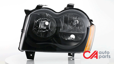 D-Motoring - Headlights - Black Housing - Amber Corner - Plug-n-Play - Pair - 05-07 Jeep Grand Cherokee - 2