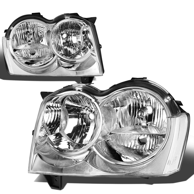 D-Motoring - Headlights - Chrome Housing - Clear Lens - Plug-n-Play - Pair - 05-07 Jeep Grand Cherokee - 1