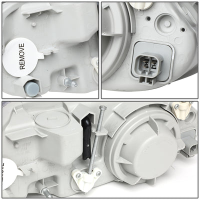 D-Motoring - Headlights - Chrome Housing - Clear Lens - Amber Corner - Plug-n-Play - Pair - 98-01 Kia Sephia - 5