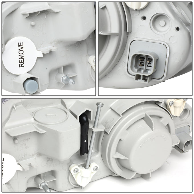 D-Motoring - Headlights - Chrome Housing - Clear Lens - Amber Corner - Plug-n-Play - Pair - 98-01 Kia Sephia - 5
