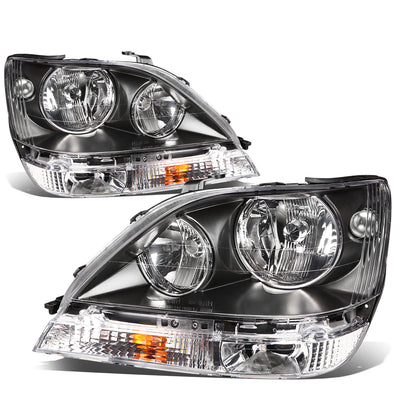 D-Motoring - Headlights - Black Housing - Amber Corner - Plug-n-Play - Pair - 99-03 Lexus RX300 - 1