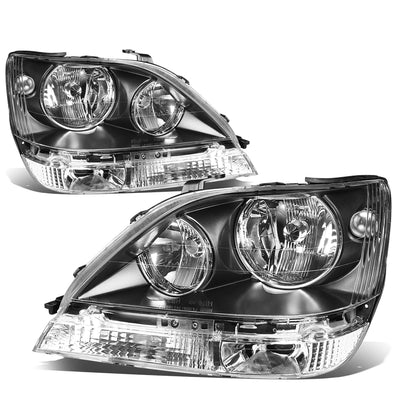 D-Motoring - Headlights - Black Housing - Clear Lens - Clear Corner - Plug-n-Play - Pair - 99-03 Lexus RX300 - 1