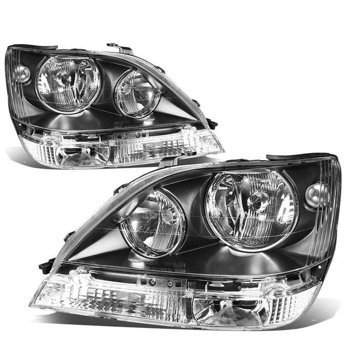 D-Motoring - Headlights - Black Housing - Clear Lens - Clear Corner - Plug-n-Play - Pair - 99-03 Lexus RX300 - 1