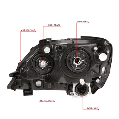 D-Motoring - Headlights - Black Housing - Clear Lens - Clear Corner - Plug-n-Play - Pair - 99-03 Lexus RX300 - 6