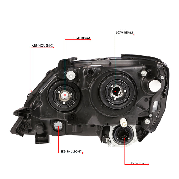 D-Motoring - Headlights - Black Housing - Clear Lens - Clear Corner - Plug-n-Play - Pair - 99-03 Lexus RX300 - 6
