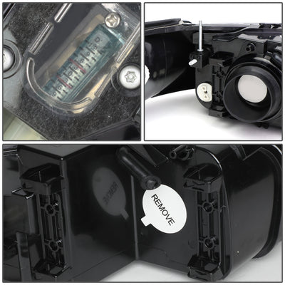 D-Motoring - Headlights - Black Housing - Clear Lens - Amber Corner - Plug-n-Play - Pair - 98-02 Lincoln Town Car - 5