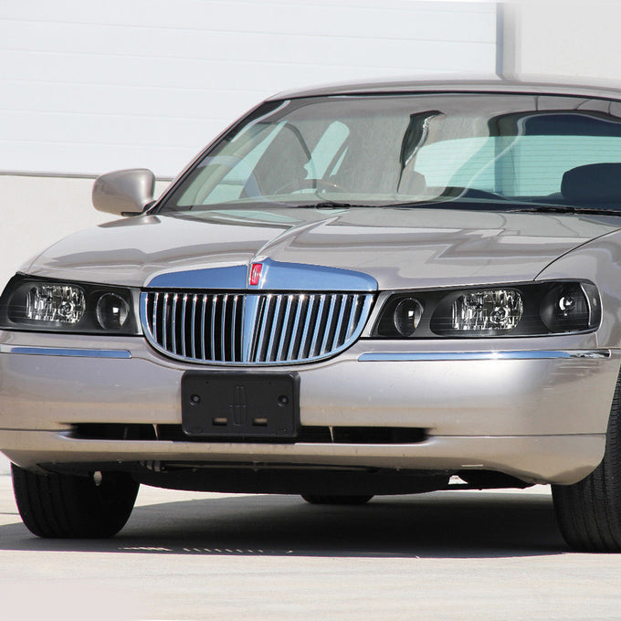 D-Motoring - Headlights - Black Housing - Clear Lens - Plug-n-Play - Pair - 98-02 Lincoln Town Car - 7