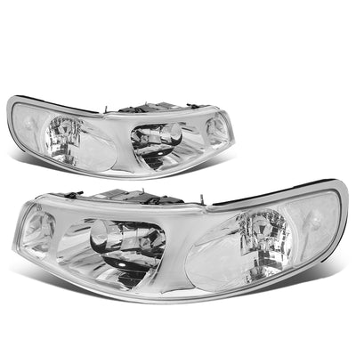 D-Motoring - Headlights - Chrome Housing - Clear Lens - Plug-n-Play - Pair - 98-02 Lincoln Town Car - 1