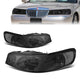 98-02 Lincoln Town Car Headlights - Smoked Housing - Smoked Lens - Plug-n-Play - Pair