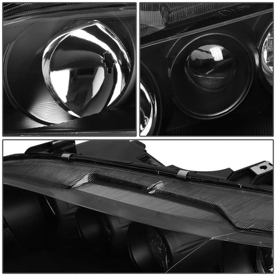 D-Motoring - 03-05 Mazda 6 Headlights - Black Housing - Clear Lens - Clear Corner - Plug-n-Play - Pair - 4