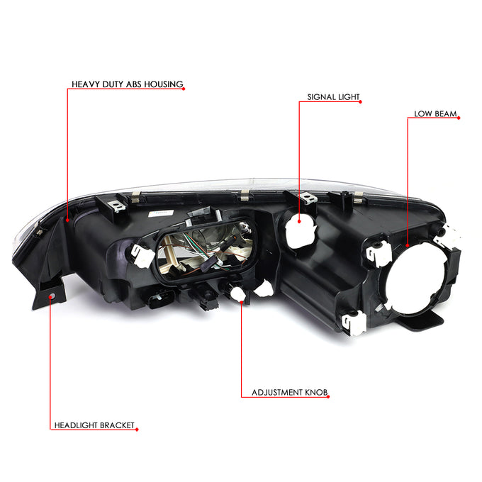D-Motoring - 03-05 Mazda 6 Headlights - Black Housing - Clear Lens - Clear Corner - Plug-n-Play - Pair - 6