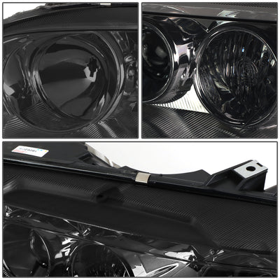D-Motoring - 03-05 Mazda 6Headlights - Smoked Housing - Smoked Lens - Clear Corner - Plug-n-Play - Pair - 4