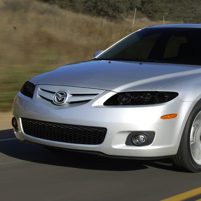 D-Motoring - 03-05 Mazda 6Headlights - Smoked Housing - Smoked Lens - Clear Corner - Plug-n-Play - Pair - 7