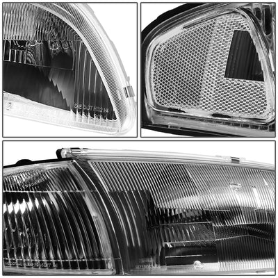 D-Motoring - Headlights - Black Housing - Clear Corner - Plug-n-Play - Pair - 98-99 Mazda 626 - 3