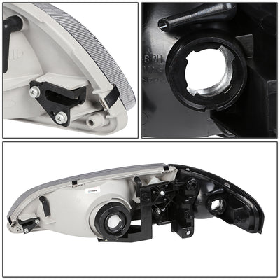 D-Motoring - Headlights - Black Housing - Clear Corner - Plug-n-Play - Pair - 98-99 Mazda 626 - 5