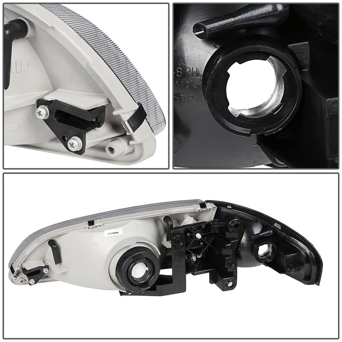 D-Motoring - Headlights - Black Housing - Clear Corner - Plug-n-Play - Pair - 98-99 Mazda 626 - 5