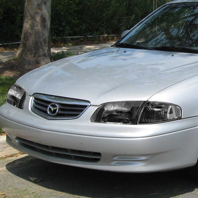 D-Motoring - Headlights - Black Housing - Clear Corner - Plug-n-Play - Pair - 98-99 Mazda 626 - 6